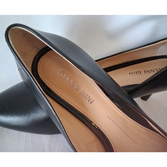 GIANNI BINI Classic Black Leather Pumps Size 6.5 Women's Heels Shoes - Picture 5 of 6